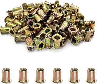 100PCS -Rivet Nuts, M5 Carbon Steel Metric Rivet Nut Assortment Kit, Flat Head Threaded Insert Nutserts Assort,for Automotive Furniture Decoration Electrical and Industrial Products (NUT-M5)