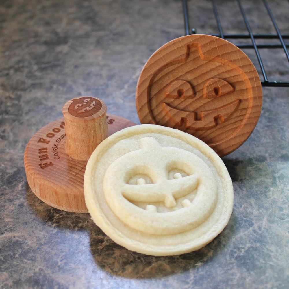 Fun Food Tools, Wood Cookie Stamp, 2.5 Inch (Halloween Pumpkin CS-073)