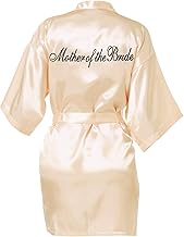 Shining She Bridesmaid Satin Dressing Gown, Champagne Gold Mother of the Groom Robes Women Bridesmaid Morning Robes V-Neck Pyjamas for Bridal Wedding Party