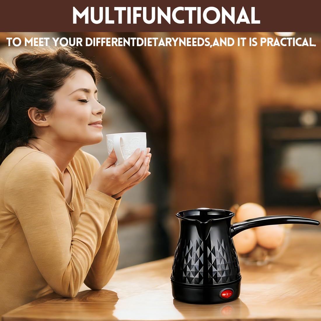 Yuragim Cafetera Eléctrica Turca 500 ml Cafetera Turca Eléctrica con Manija, Máquina de Café Café Eléctrica Turca, Cafetera Moka, para Hogar, Oficina, Viajes