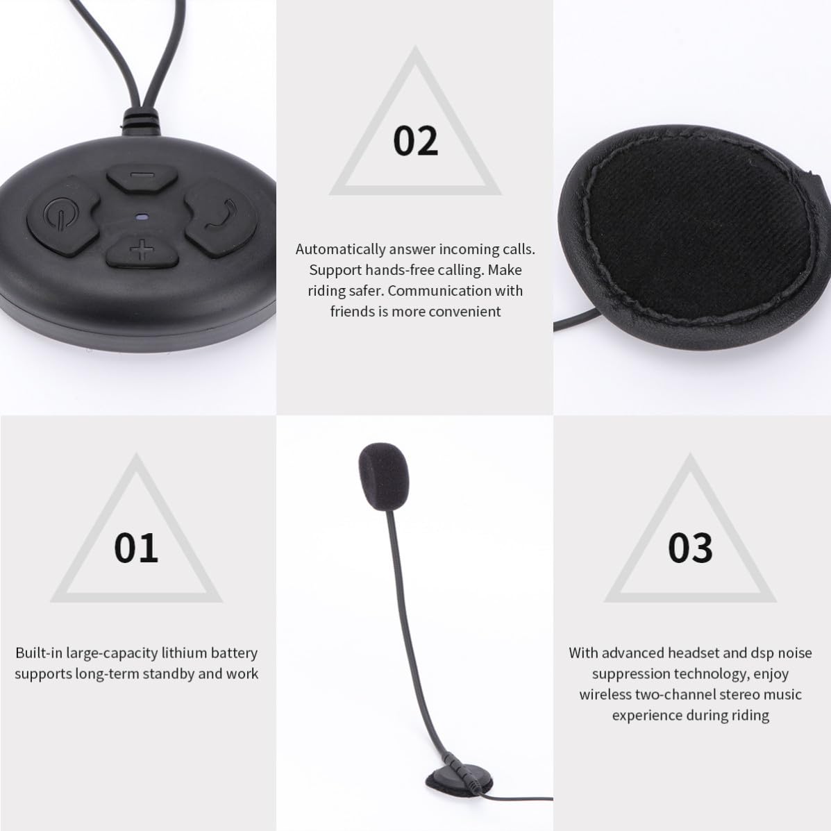 Auriculares para Casco de Motocicleta Recargables Reproducción Musical