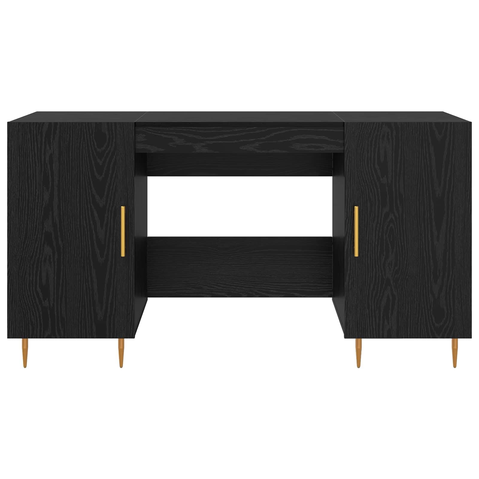 Scrivania rovere nero in legno ingegnerizzato 140 x 50 x 75 cm con ampio piano lavoro, cassetto e ripiano per ufficio, studio, smartworking e postazione computer gaming