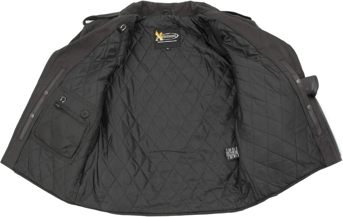 Xelement B7108 Men's 'Eazy' Flat Black Leather Jacket with Protective X-Armor - X-Large