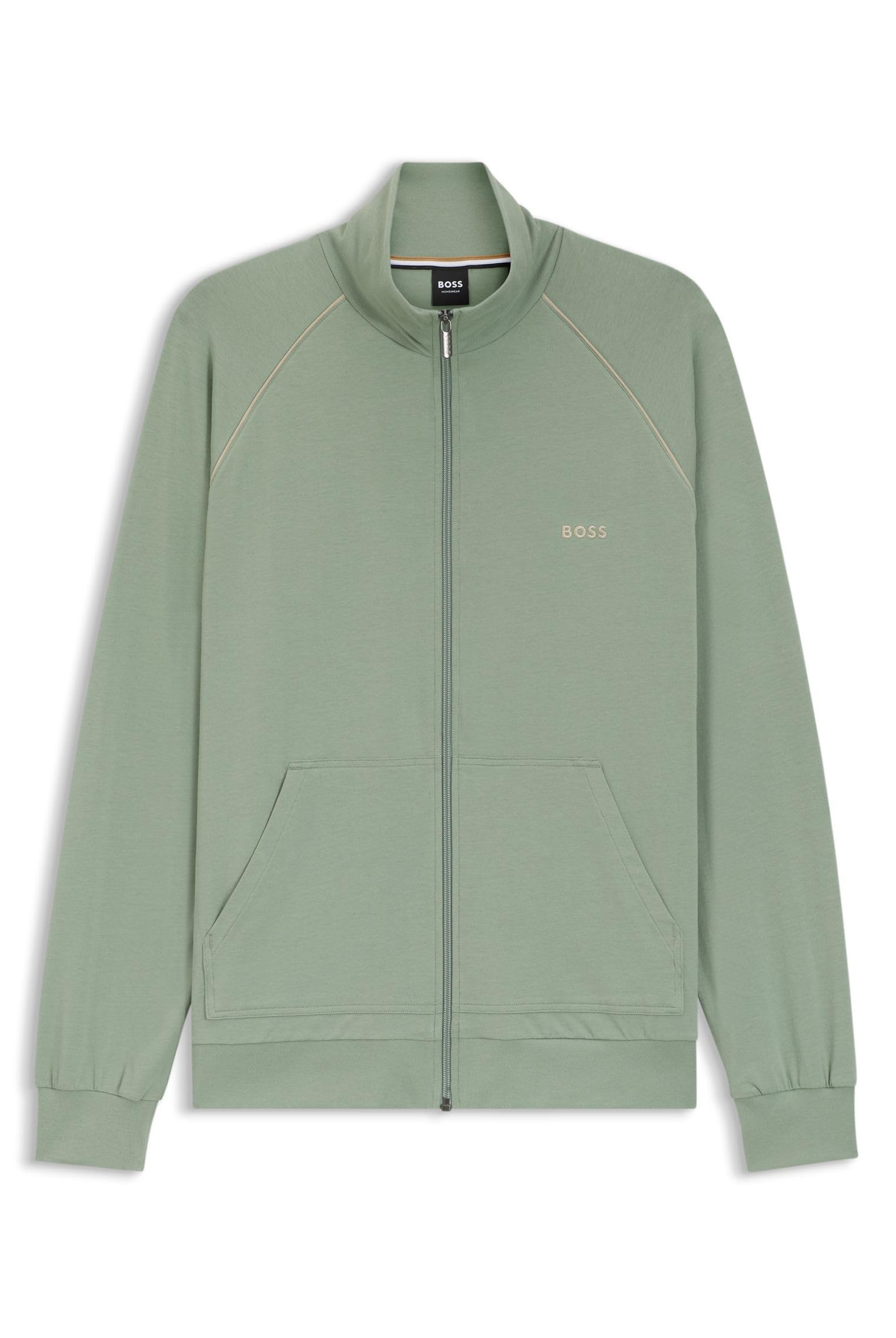 Boss Men's Light/Pastel Green Mix&Match Jacket Z Logo-Embroidered Regular-Fit Jacket In Stretch-Cotton Jersey