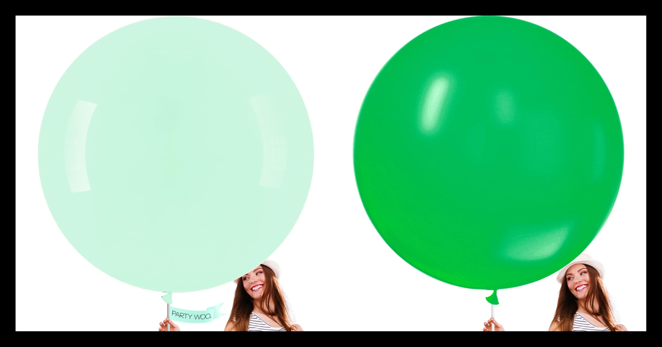 PartyWoo Mint Green Large Balloons 4 pcs and PartyWoo Green Large Balloons 4 pcs