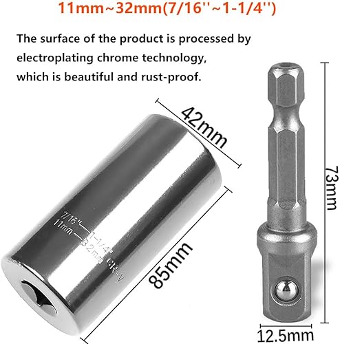 Miniatura 7 de Diseño de panal universal que se ajusta automáticamente de 0.44 a 1.28 pulgadas, 0.31 a 0.31 pulgadas, adecuado para trinquetes y taladros,