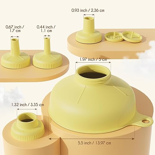 Miniatura 6 de Embudo versátil de boca ancha, embudos de enlatado para uso en cocina, juego de embudo de cocina de plástico de grado alimenticio con boquillas de 4
