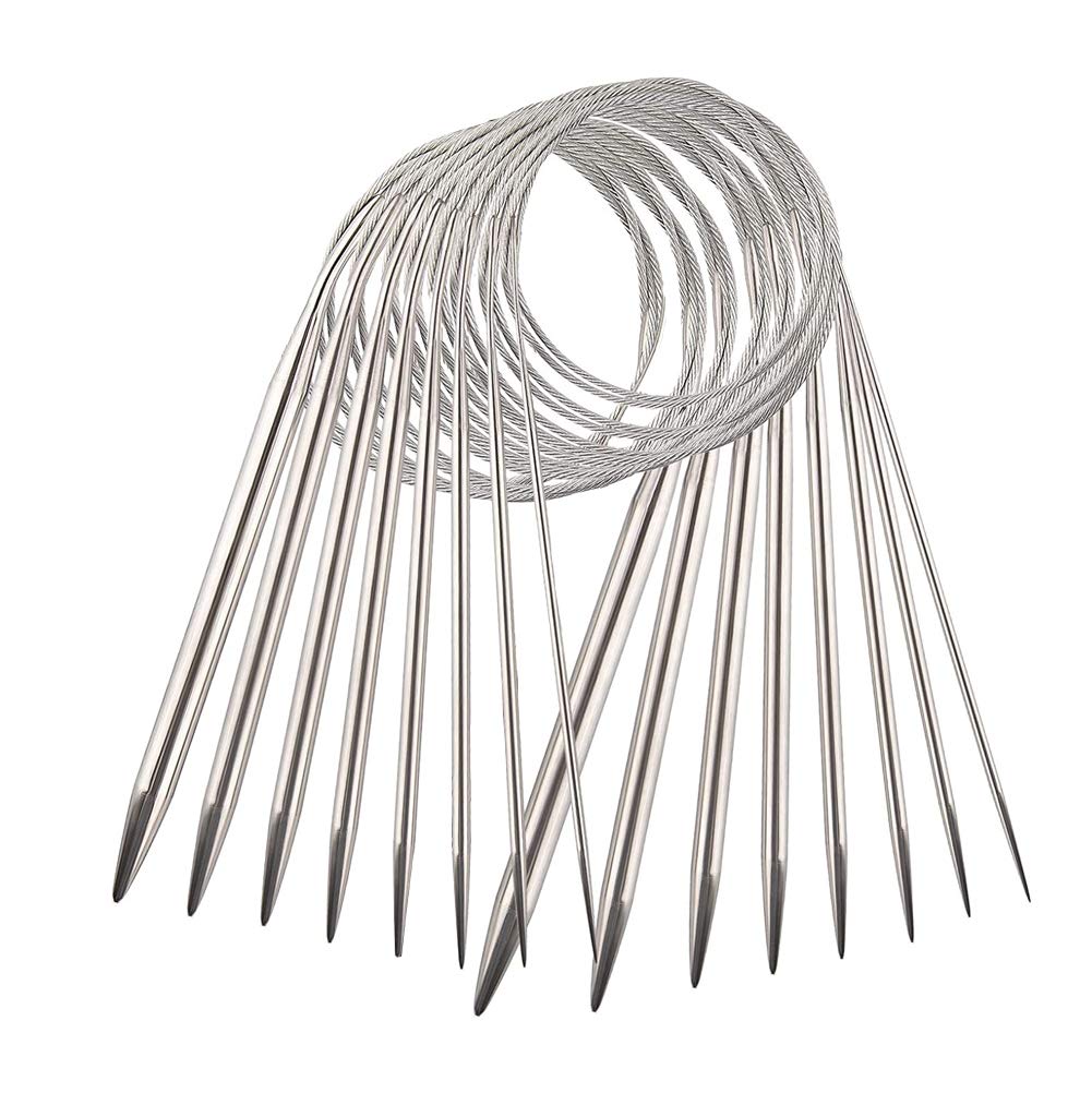 Circular Knitting Needles Set, 80 cm Stainless Steel Circu-lar Knitting Needles