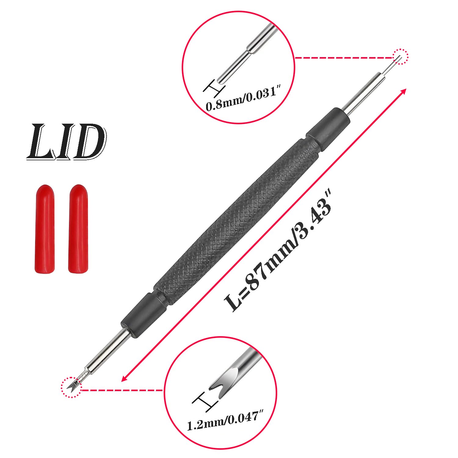 2 Stück Uhrenarmband Werkzeug Set, Doppelseitiges Uhren Federstegwerkzeug Set 1.2mm & 1.4mm Gabel + 0.8mm Drückerstift für Uhrband Ersatz