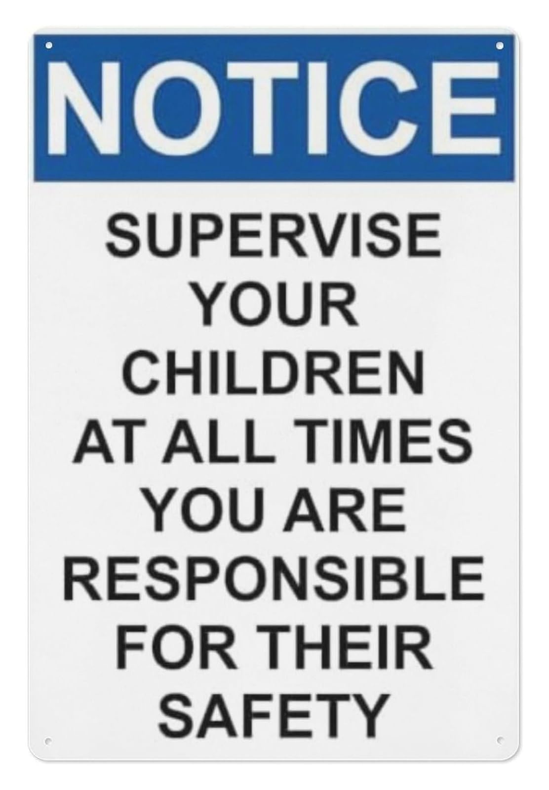 IDGTTLDF Supervision Required Metal Sign Always Watch Tin Plaque Caution Notice Wall-Art for Daycare Center Classroom Park Entrance 8 X 12 inch