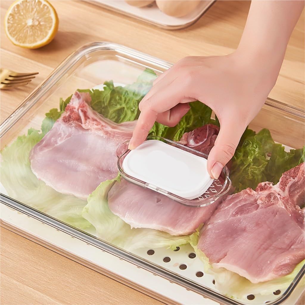 contenedor de Comida Drenaje del refrigerador Caja de Mantenimiento de la Cocina casera Caja de Almacenamiento de Acabado Caja de Almacenamiento de congelación rápida for el Mantenimiento 4L