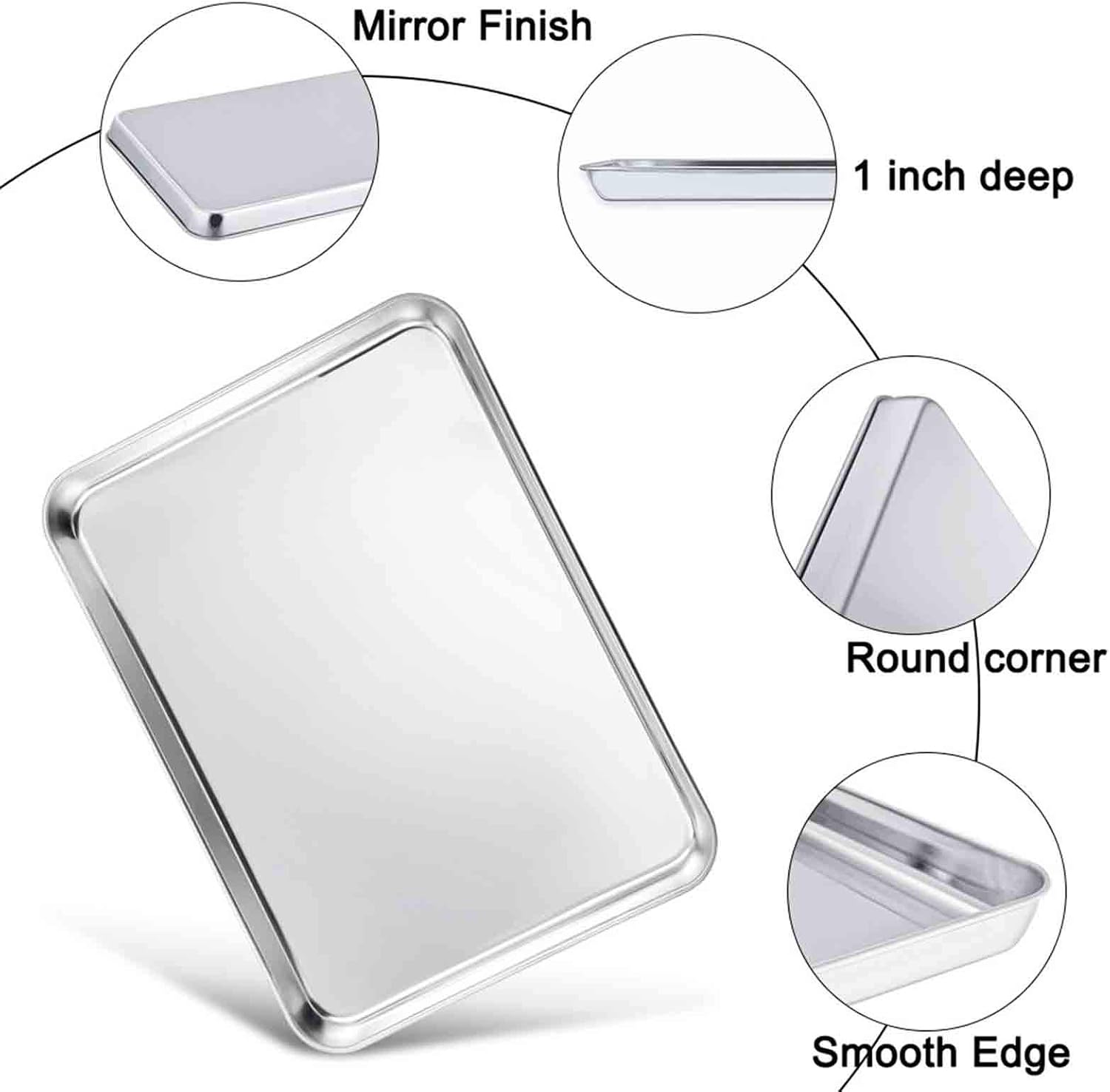 TeamFar Baking Sheet with Rack Set(1 Pan & 1 Tier Rack), Cookie Sheet Baking Pan & Cooling Baking Roasting Stackable Rack Stainless Steel for Cookie Bacon Meat, Oven & Dishwasher Safe, Healthy