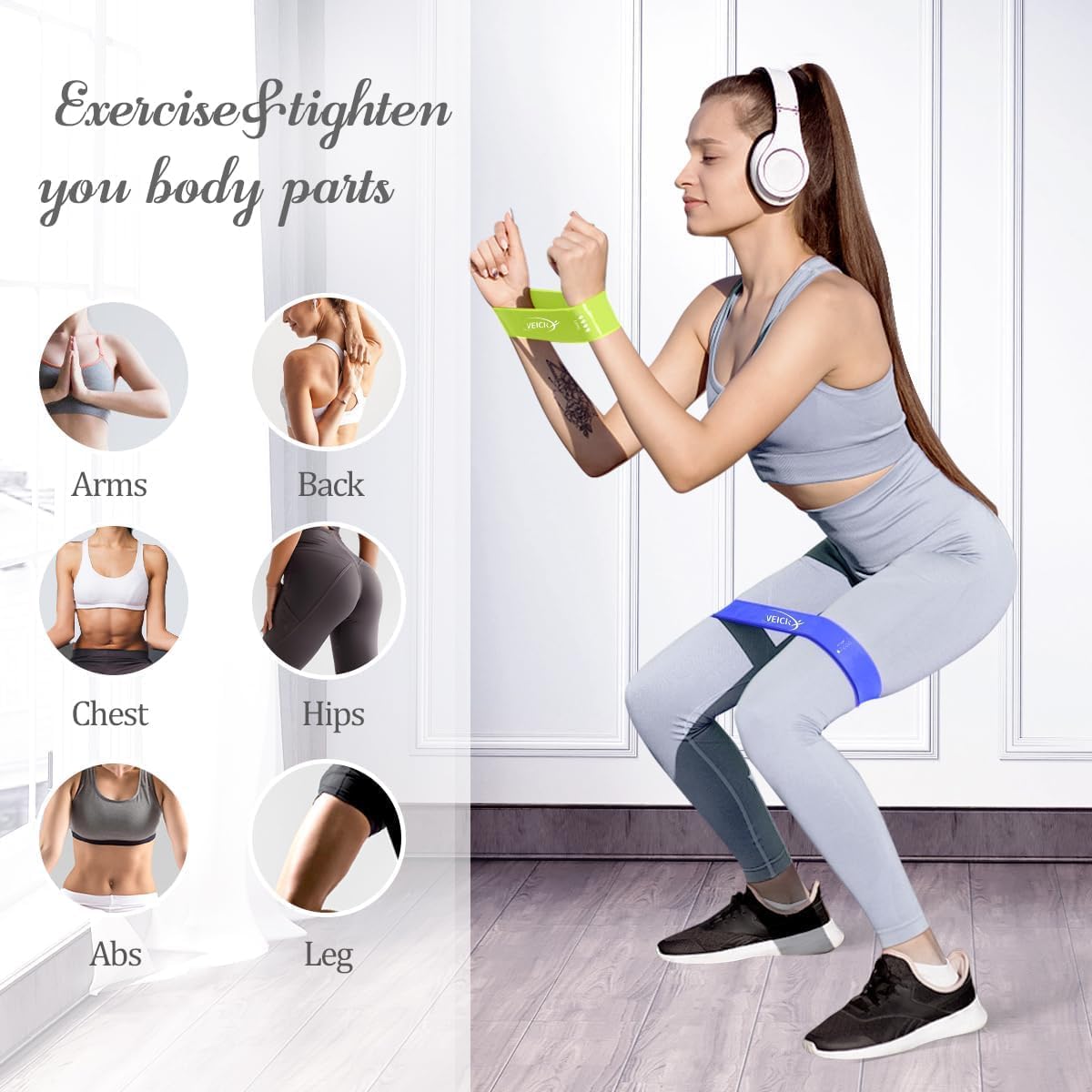 VEI Resistance Loop Exercise Bands, Elastic Workout Bands for Men Women,