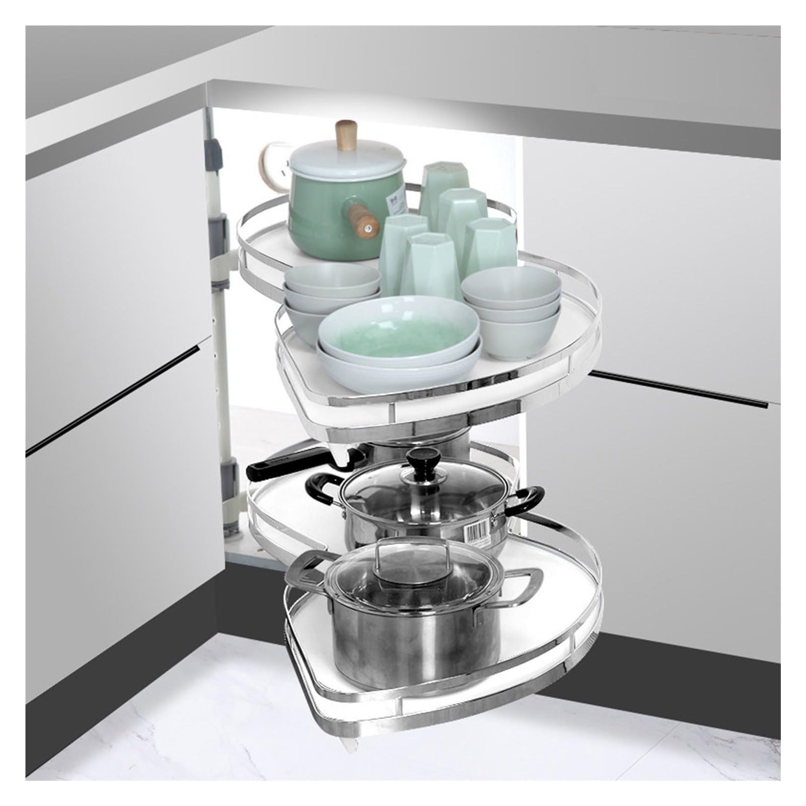Générique Armoire D'angle De Cuisine Extractible, Étagère À 2 Niveaux