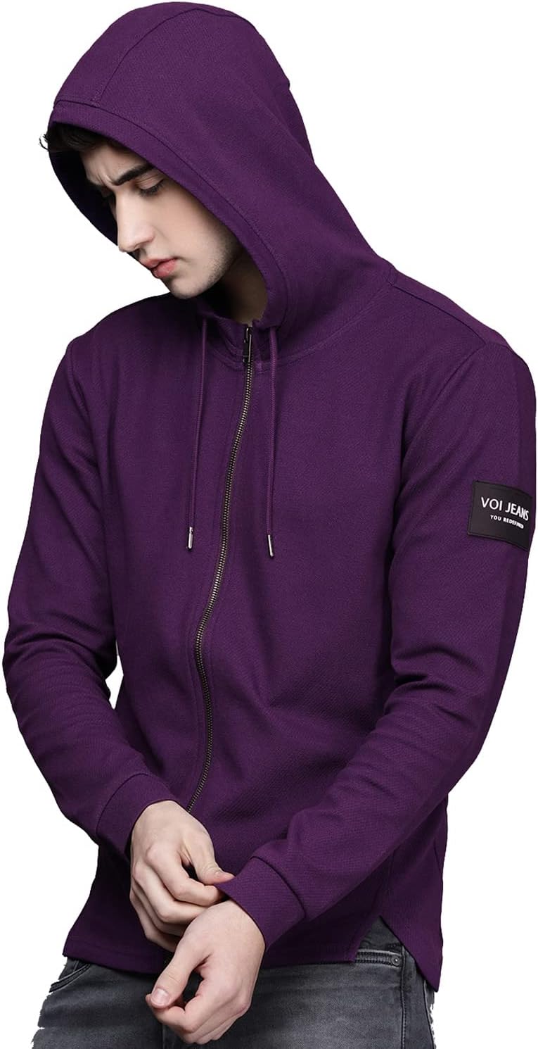 VOI Jeans Men's Cotton Hooded Neck Sweatshirt (VOSS0999M_Brown_M)