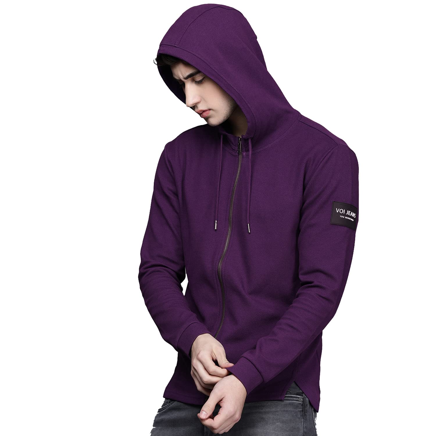 VOI Jeans Men's Cotton Hooded Neck Sweatshirt (VOSS0999M_Brown_M)