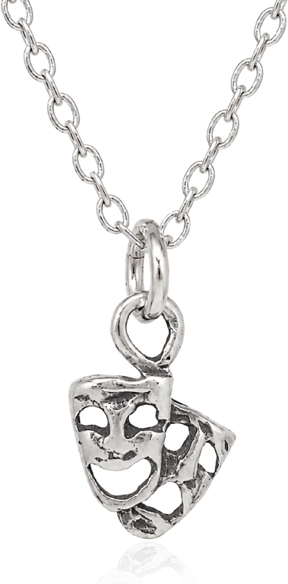 Tiny Drama Theatre Masks Charm Necklace for Women, Sterling Silver Dainty Handmade Necklace, Comedy Tragedy Acting Pendant, Everyday Minimal Layering Jewelry, 18"