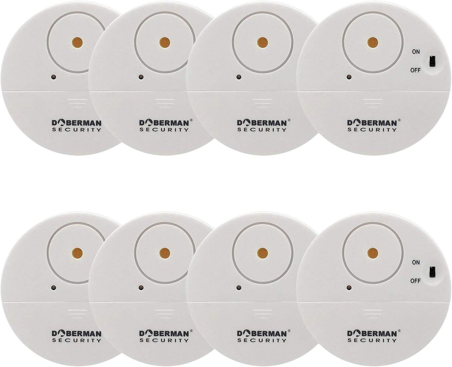 DOBERMAN SECURITY Ultra-Slim Window Alarm - Loud 100dB Alarm and Vibration Sensors - Modern & Ultra-Thin Design,8-Packs