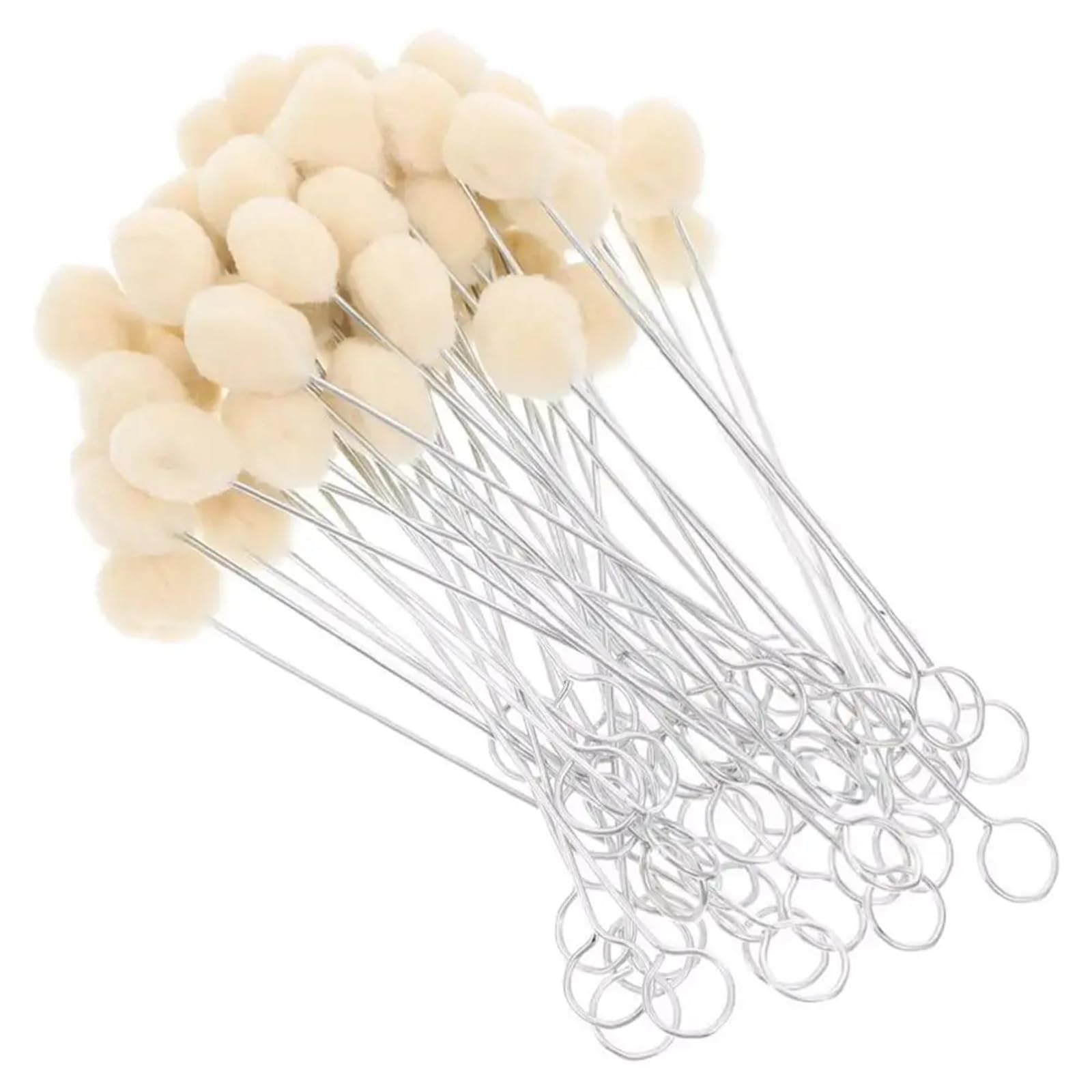 Wełniane pędzelki kulkowe, 200 szt. 12,5-15 cm Białe skórzane kulki wełniane Pędzel malarski do farbowania i klejenia(15cm)