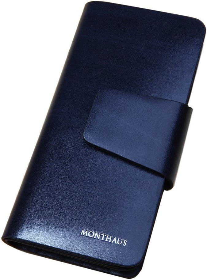 Men's Checkbook Secretary Wallet,Italian Cow Leather,Black