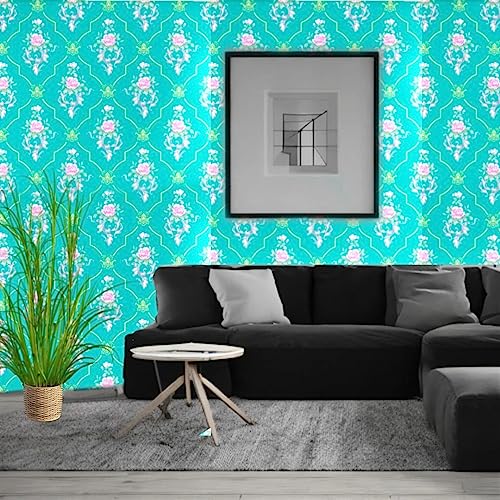 Image of NANA's Collections Green Floral Bundle Design Wallpaper - Self-Adhesive Waterproof Peel & Stick Wall Paper for Living Room, Bedroom, Kitchen - 45cm x 200cm Roll