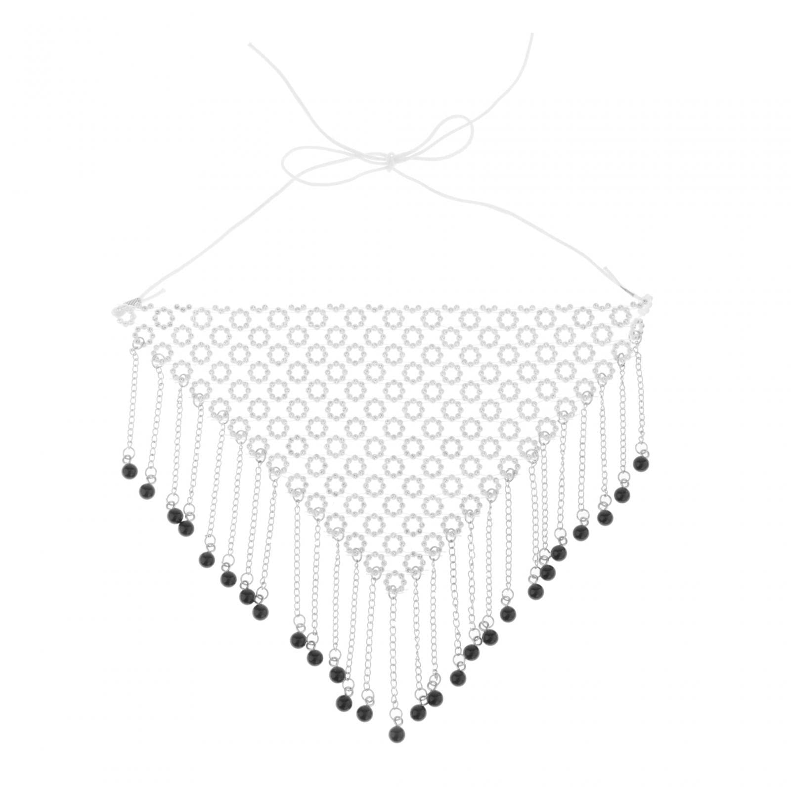 Women Face Mask Chain Tassel Veil Rhinestone Mask for Fancy Dress Party Style A-image-48