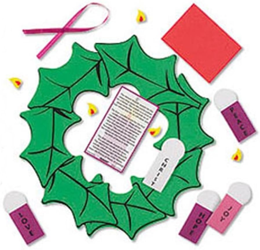 Pack of 24 Nativity of Christ Hanging Decoration Foam Ribbon Advent Wreath Arts & Craft Kit