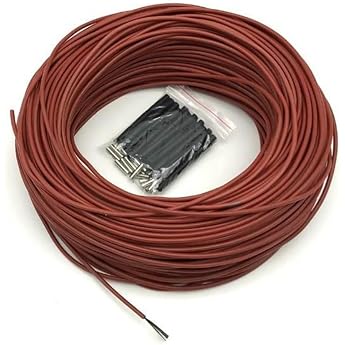 12K Carbon Fiber Heating Wire 33ohm/m Underfloor Heating Cable Silicone Rubber Insulated 200 C Limit Red 10-100m 10m