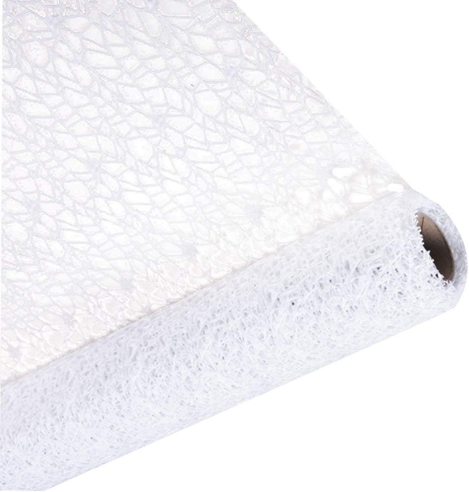 EXCEART Mesh Ribbon Roll Spider Ribbon Lace Net Jute Mesh Trim Gauze Roll for DIY Craft Packaging Door Curtain Background (White)