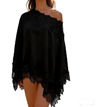 SOOKABEILA Women Satin Lace Trim Poncho Shrug Y2k Sleeveless Shawl Bolero Tops Summer Asymmetric Cover Ups Beachwear