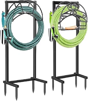 TomCare Garden Hose Holder 4 Spikes Garden Hose Reel Hose Stand