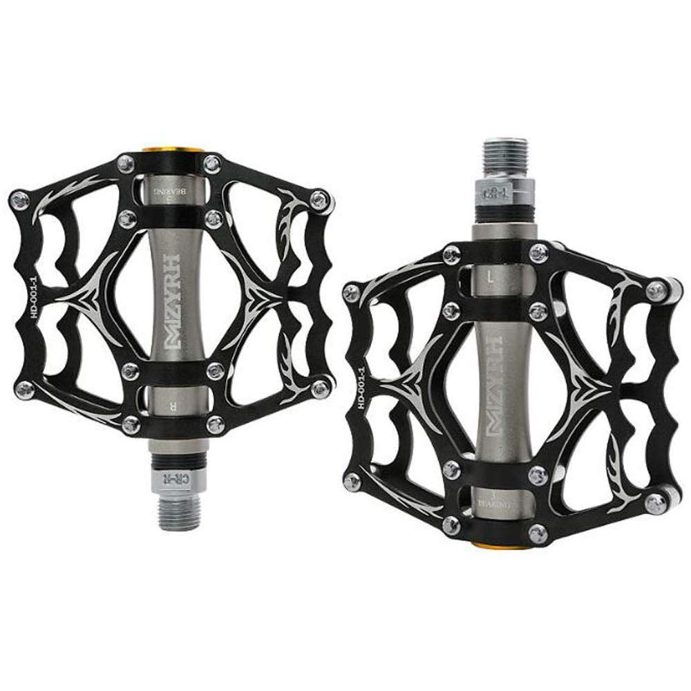 VOANZO Bike Pedals, Bicycle Pedals Aluminum Antiskid Durable Moun tain Bike Pedals, MTB BMX Cycling Bicycle Pedals (Black+Gray)