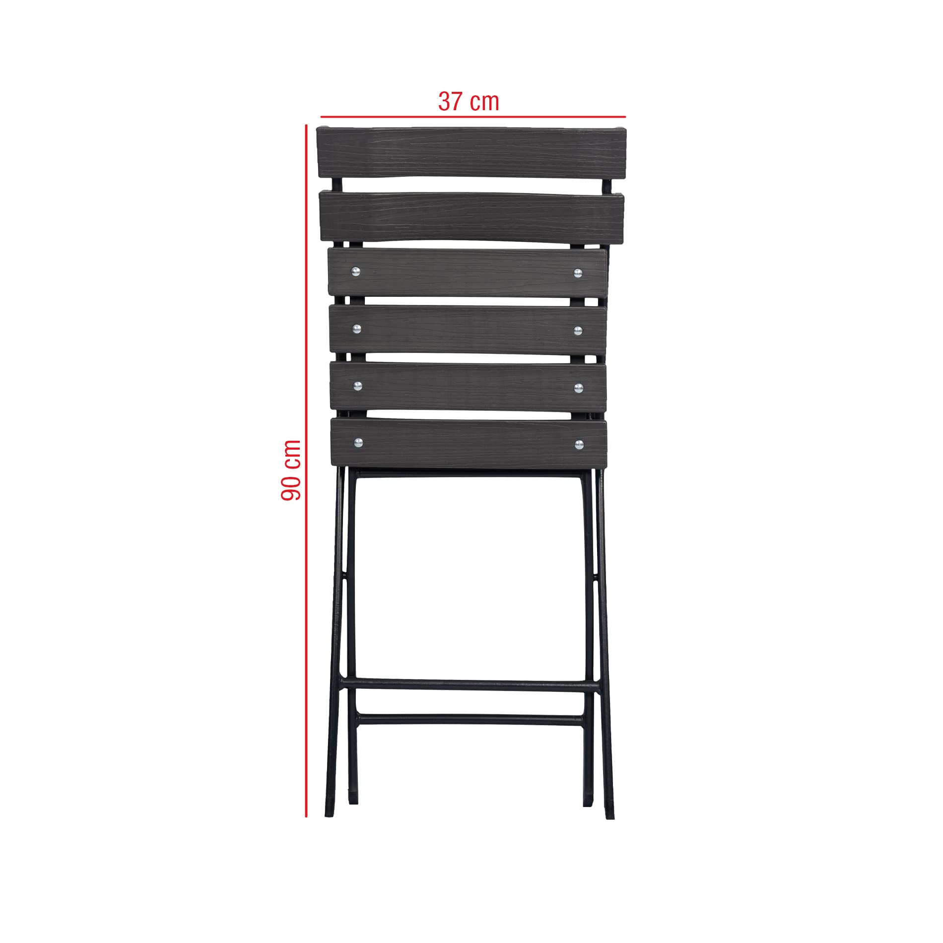Rebecca Mobili Set 2 Sedie Pieghevoli, Sedie Da Esterno Richiudibili, Plastica Acciaio, Grigio Nero, Giardino Balcone Bar - Misure HxLxP: 78 x 37 x 45 cm - Art. RE6705