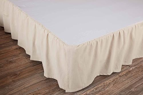 Miniatura 2 de Market Place - Falda de cama natural de tamaño individual, caída de 16 pulgadas, color beige crema con volantes