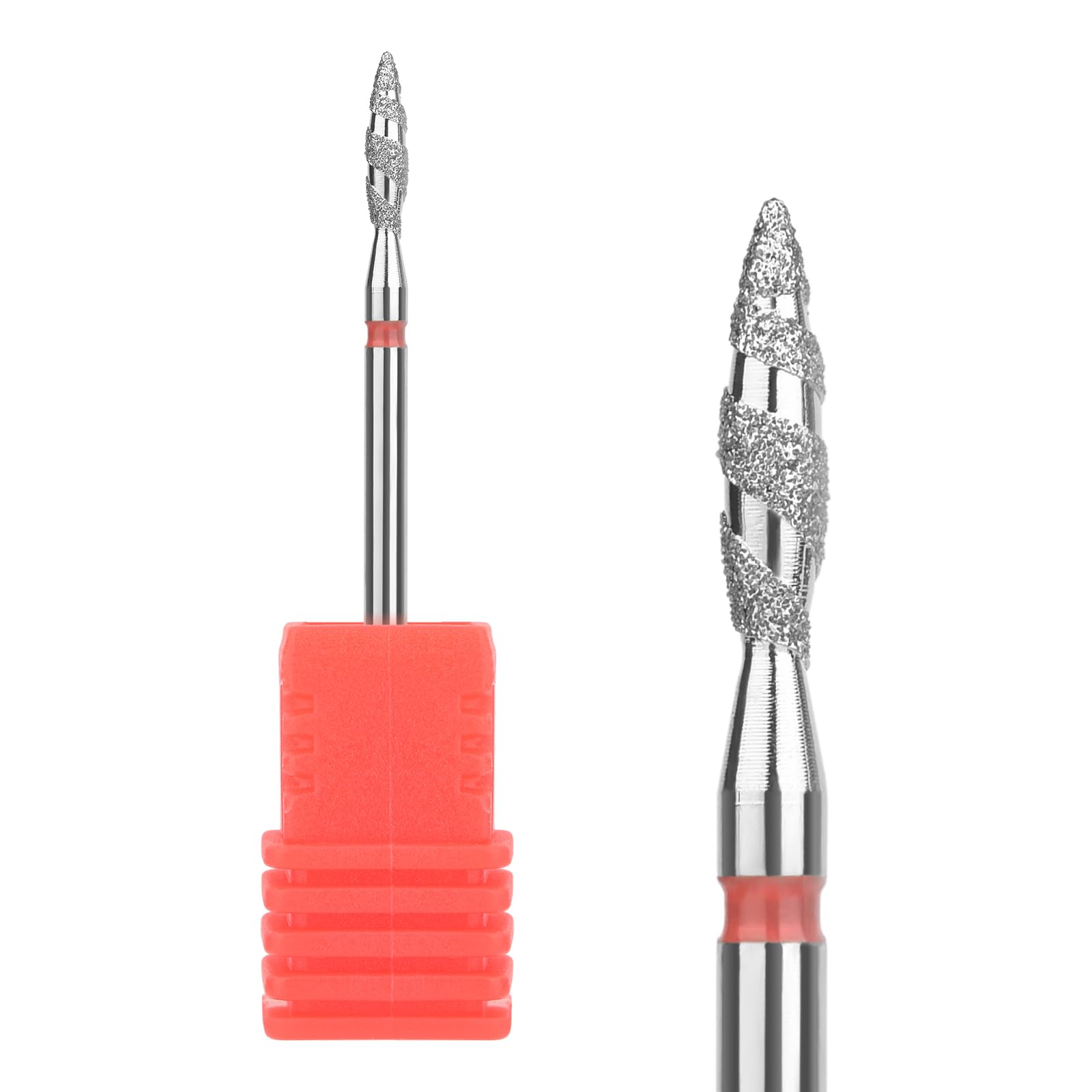 KADS Diamentowe Wiertło do Paznokci Tornado Flame 3/81.3 cm Frezy Manicure | Obrotowe Akcesoria do Wiertarek Spiralne Frezy do Paznokci Narzędzie Cienkie i Średnie Długi Płomień