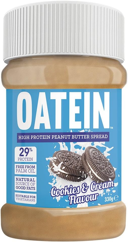 Oatein High Protein Peanut Butter - Vegetarian Palm Oil Free Spread - Cookies & Cream