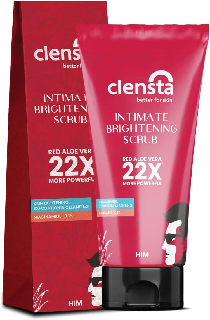 Clensta Intimate Brightening Scrub with Niacinamide | For Neck, Underarm & Intimate Areas | Lighten Skin & Remove Dead Cells, Exfoliate & Cleanse Skin | 50 gm | For Him