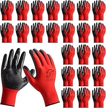 Ruiyang 24 Pairs Red And Black Worker Gloves Handling Safety Work Gloves General handling, Builders Construction, Engineering, Maintenance, Material Handling, Packing Warehouse (Large)