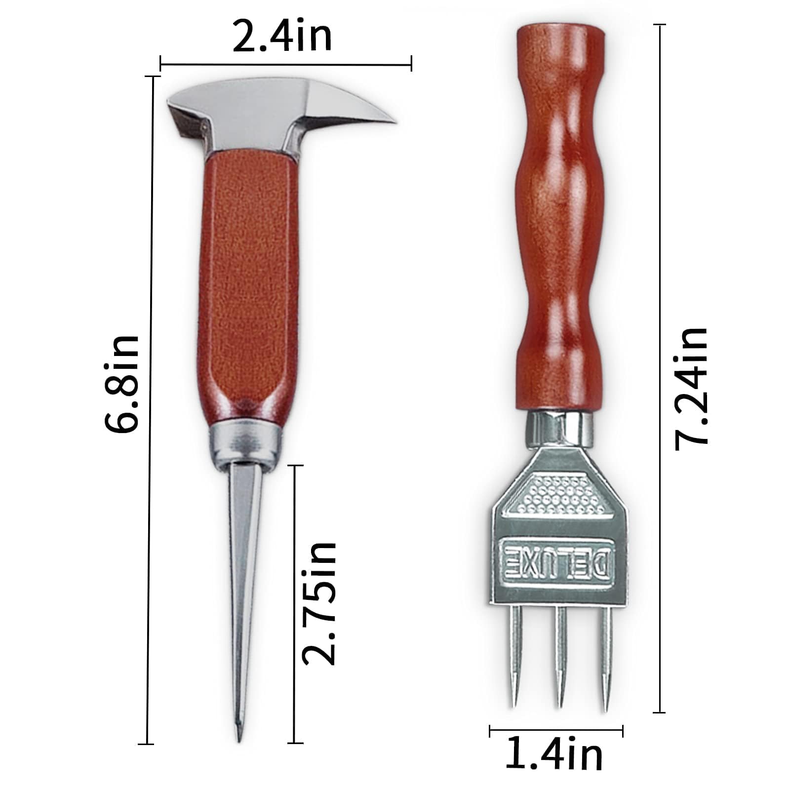 Ice Pick Set di 2 con Manico in Legno, Cippatrice per Il Ghiaccio 304 in Acciaio Inox,Tritaghiaccio,Scalpello per Ghiaccio, Ghiaccio Tritato, di sicurezza per bar da cucina