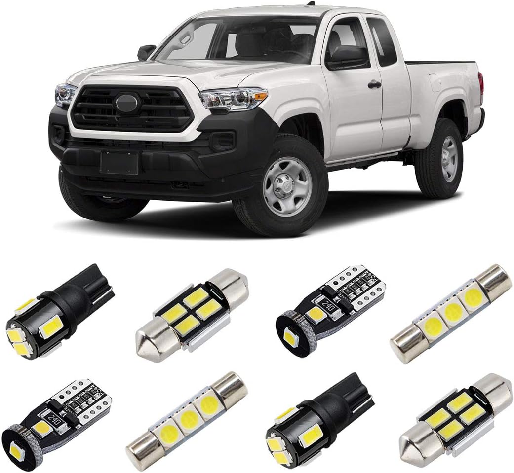 BRISHINE White LED Interior Light Kit for Toyota Tacoma 2016 2017 2018 2019 2020 2021 2022 Super Bright 6000K Interior LED Bulbs Package + License Plate Lights and Install Tool
