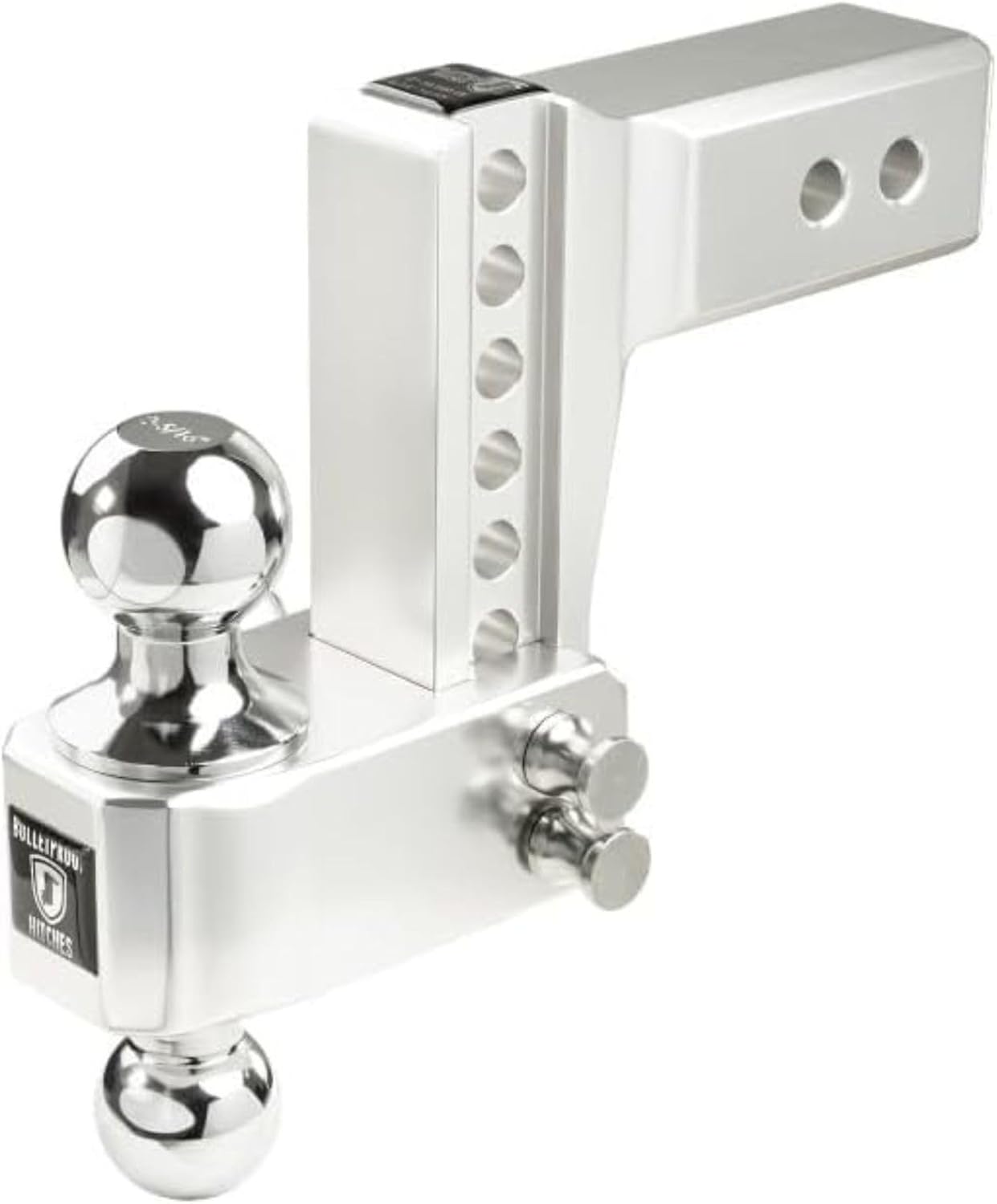 Bullet-Proof Hitches 2.5 Inch Aluminum Adjustable | 14000 lb Capacity 4 Inch Drop Rise Dual Ball 2 Inch and 2-5/16 Inch | AL254