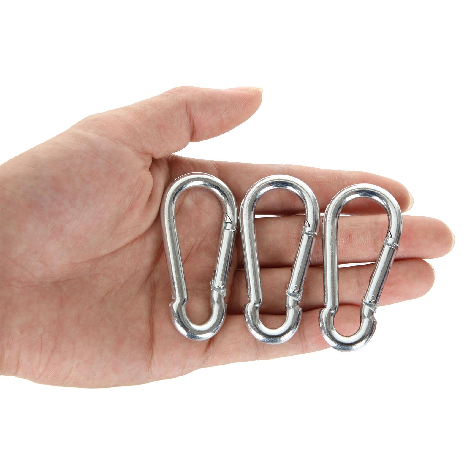 SENENQU M6 Mousqueton Acier Galvanisé, 60 PCS Mousqueton de Fixation pour Charges Lourdes - Capacité de Charge de 120 kg/260 LB, Crochet Mousquetons Balancoire - 60mm x φ6 mm