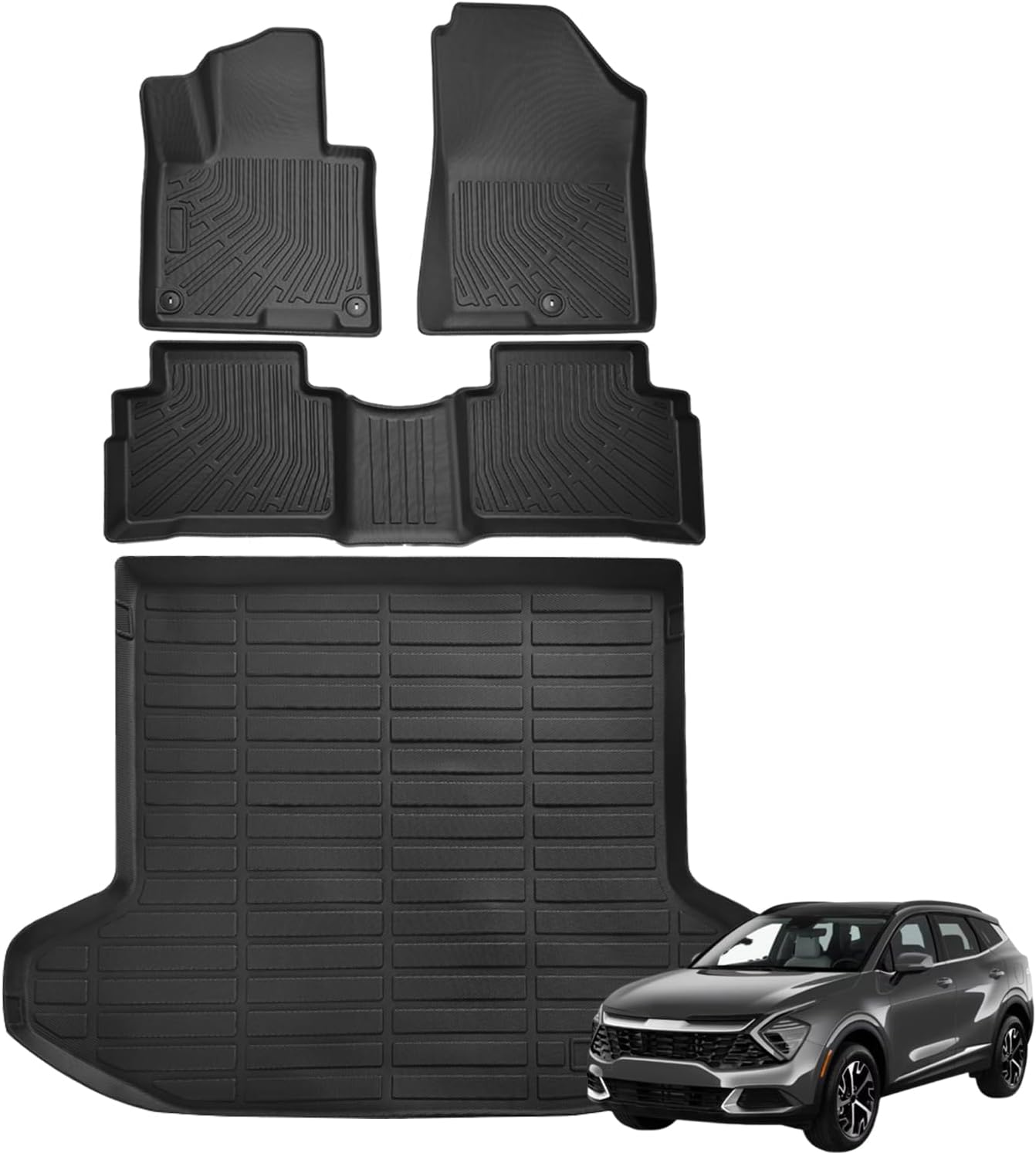 Floor Mats Cargo Mat fit for Kia Sportage Accessories 2023 2024 2025 Cargo Floor Liner TPE All Weather Protection (Not Hybrid)