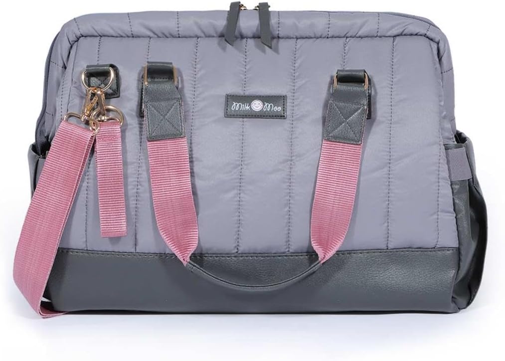 Milk&Moo Diaper Bag, Large, Baby Bag, Waterproof Diaper Tote Bag, With Insulated Bottle Pockets and Stroller Strap, Multifunctional Baby Travel Nappy Bag For Boys and Girls