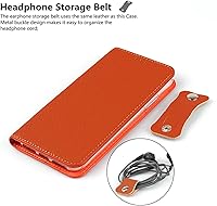 Vista 6 de iCoverCase Funda tipo cartera compatible con iPhone 13 Pro Max con ranuras para tarjetas, funda magnética de piel auténtica con bloqueo RFID, Naranja