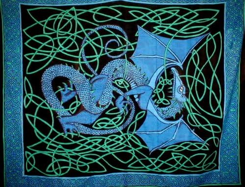 Celtic Dragon Tapestry-Wall Hang-Unique Home Decor