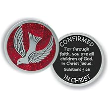 Cathedral Art Abbey & CA Gift Confirmed in Christ with Color Fill Pocket Token, 1-1/2-Inch, Silver, red