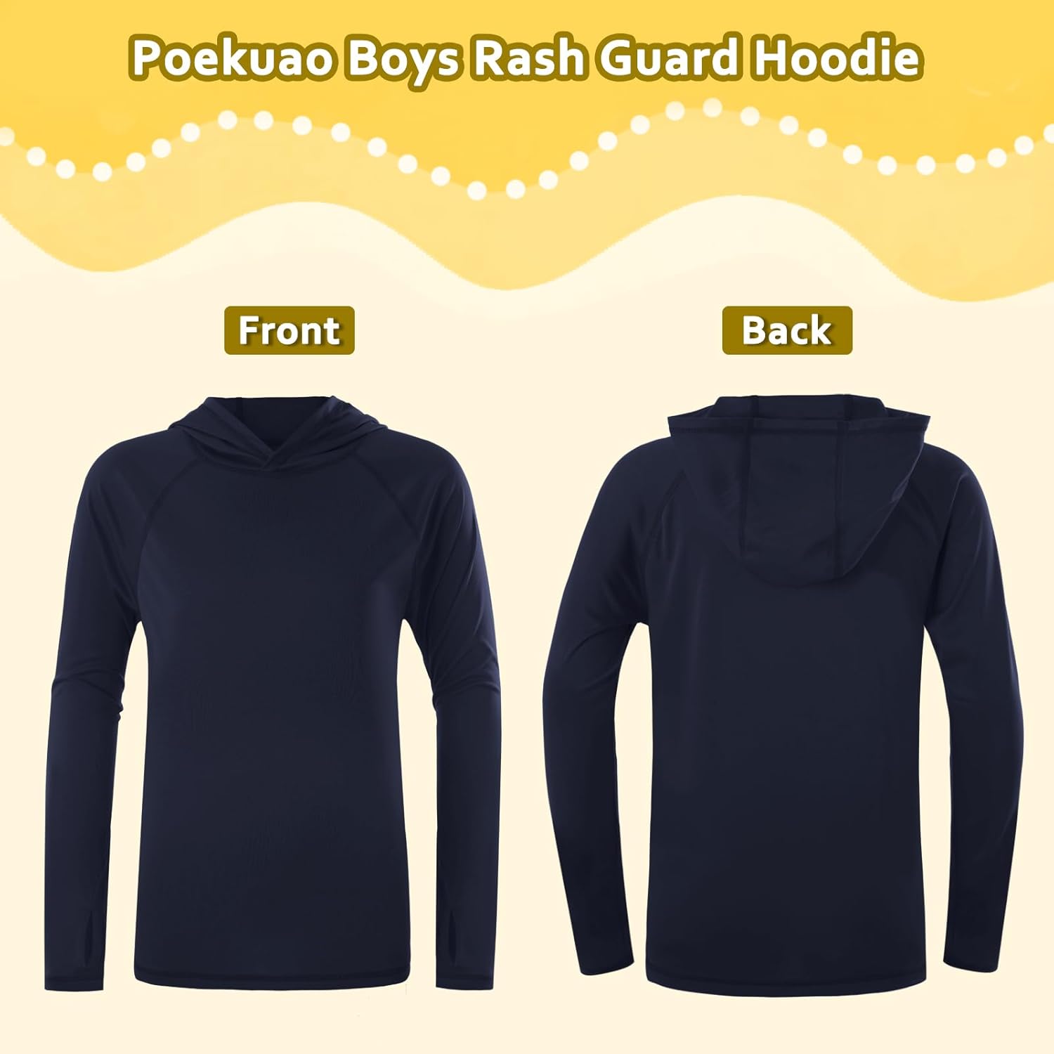 Boys Rash Guard Hoodie UPF 50+ Sun Protection Long Sleeve Swim Shirt Quick Dry Kids SPF Fishing Water Beach Shirts - Image 3