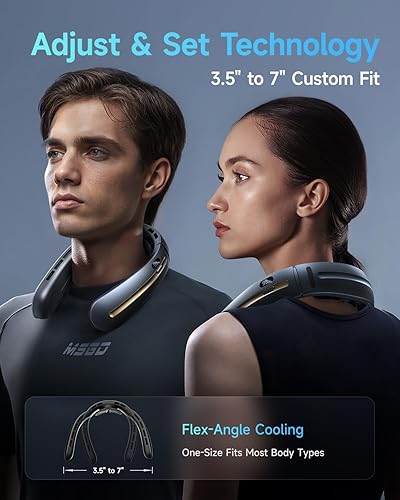 Miniatura 4 de SWEETFULL Ventilador de cuello, 3 ventiladores portátiles turbo con soporte para el cuello, 4 velocidades y pantalla LED, ventilador personal