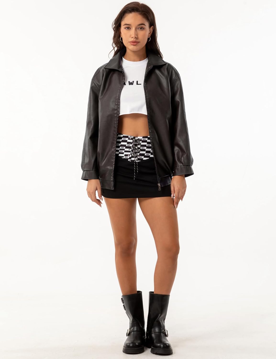 Leather Jacket Women Oversized Faux Motorcycle Bomber Jackets Fall Fashion Outfits 2025 Winter Clothes with Pocket - Image 3